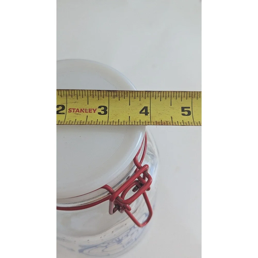 Vintage Pillsbury Doughboy Glass Canister Red Bail Poppin Fresh Polka Dot Jar